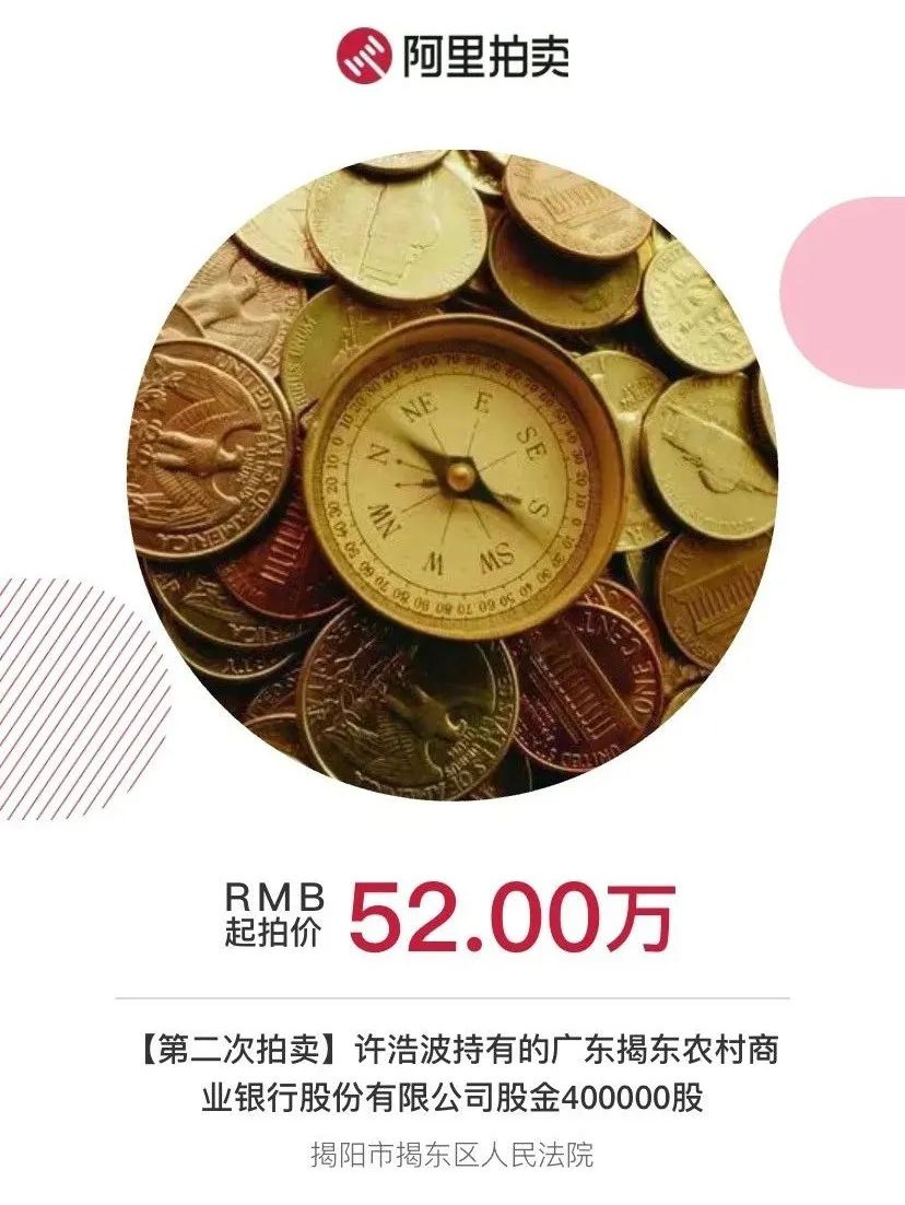 起拍价2.1亿元！潮州农商银行7000万股股权将司法拍卖|界面新闻 · 快讯